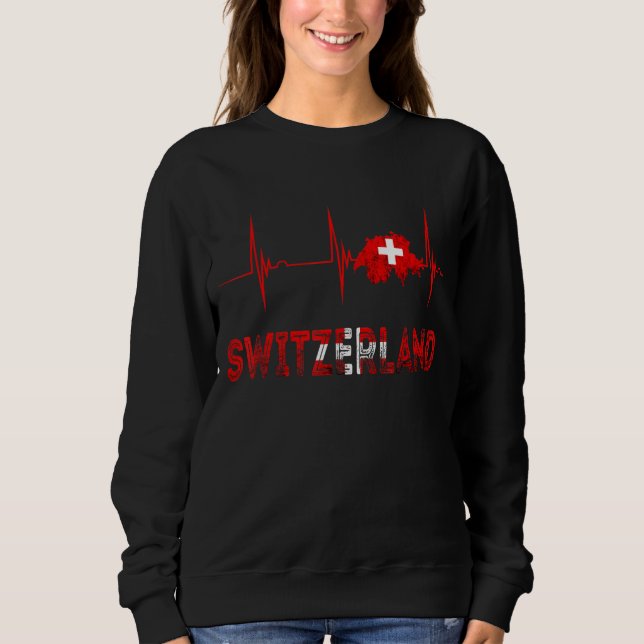 Sweatshirt Suisse Hearbeat EKG Pulse Schweiz Drapeau suisse (Devant)