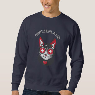 Sweatshirt Suisse Soccer Chat Mascotte Fan drapeau suisse