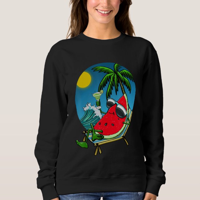 Sweatshirt Summer Sunset Watermelon Women Water Fruit Love (Devant)
