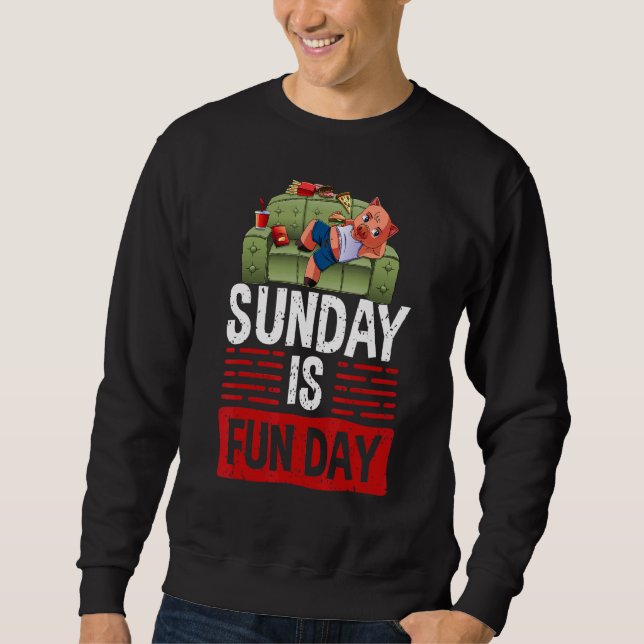 Sweatshirt Sunday Is Funday Sleepy  Women Lazy Head Piggy Lov (Devant)