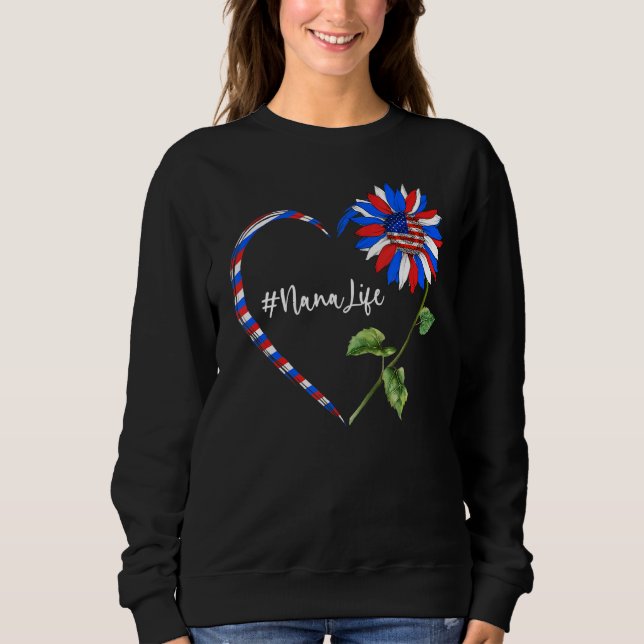 Sweatshirt Sunflower Heart American Nana Life Usa Drapeau 4e  (Devant)