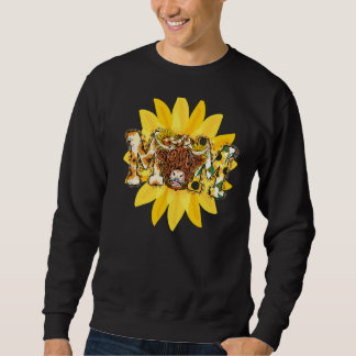 Sweatshirt Sunflower Highland Cow Maman Pays Moines occidenta