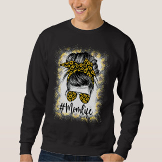 Sweatshirt Sunflower Maman Vie Messager Bun Cheveux Lunettes
