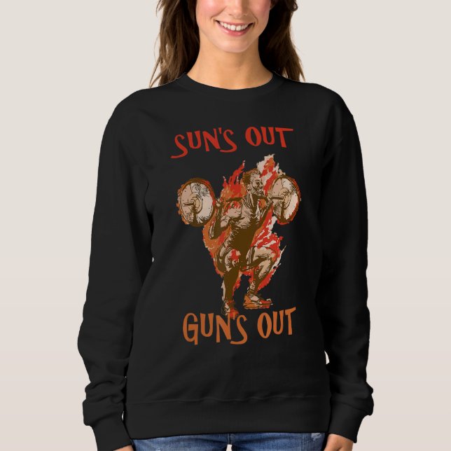 Sweatshirt Sun's Out Guns Out Graphic Bodybuilding (Devant)