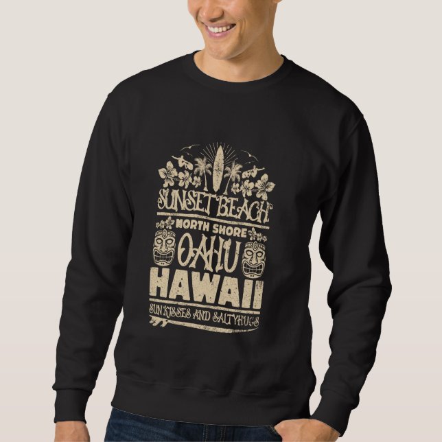 Sweatshirt Sunset Beach Oahu North Shore Hawaii Surf Retro Ti (Devant)