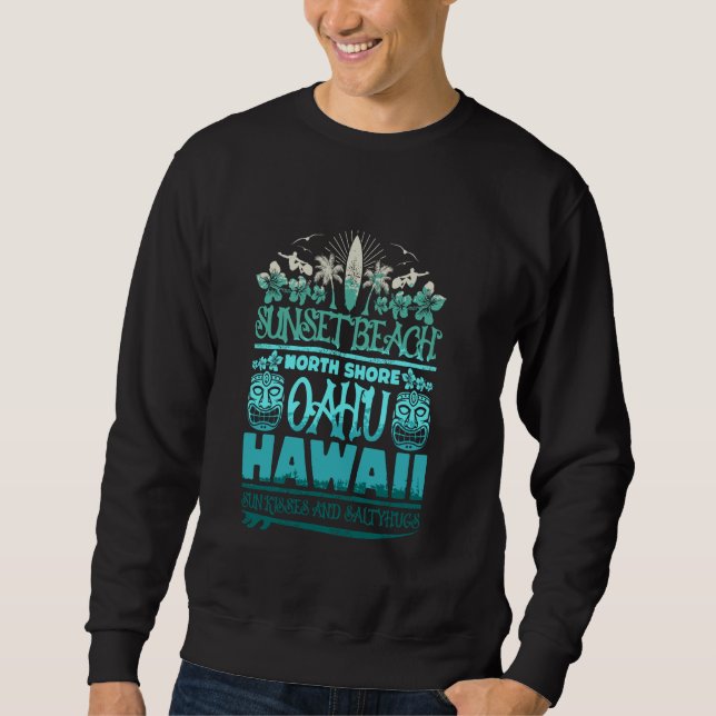 Sweatshirt Sunset Beach Oahu North Shore Hawaii Surf Retro Ti (Devant)