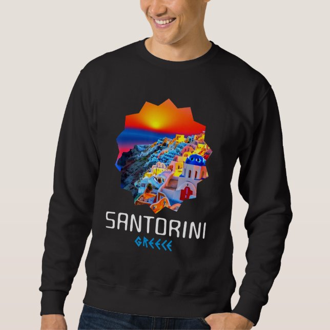 Sweatshirt Sunset In Santorini Greece Painting (Devant)