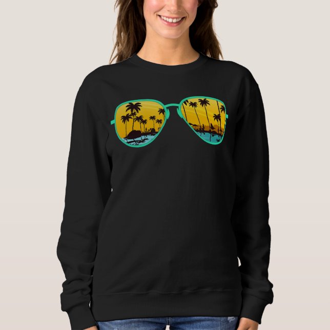 Sweatshirt Sunset Palm Trees Summer Vacay Beach Tropical Sung (Devant)