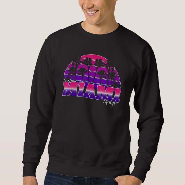 Sweatshirt Sunset Vintage Palm Tree Graphic Sunshine Miami (Devant)