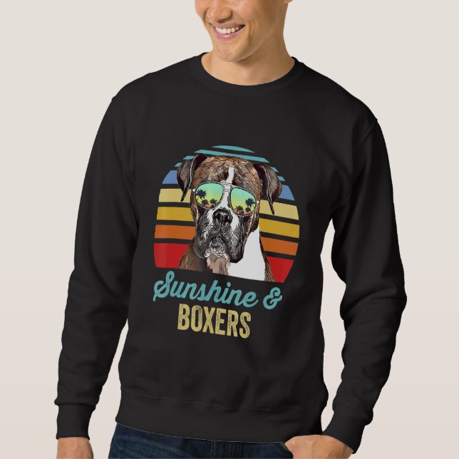 Sweatshirt Sunshine Boxers Dog Retro Sunset Beach Vibe (Devant)