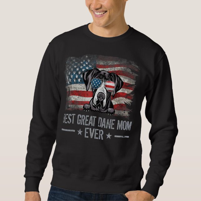 Sweatshirt Super Dane Meilleur Chien Maman Jamais Retro Usa A (Devant)