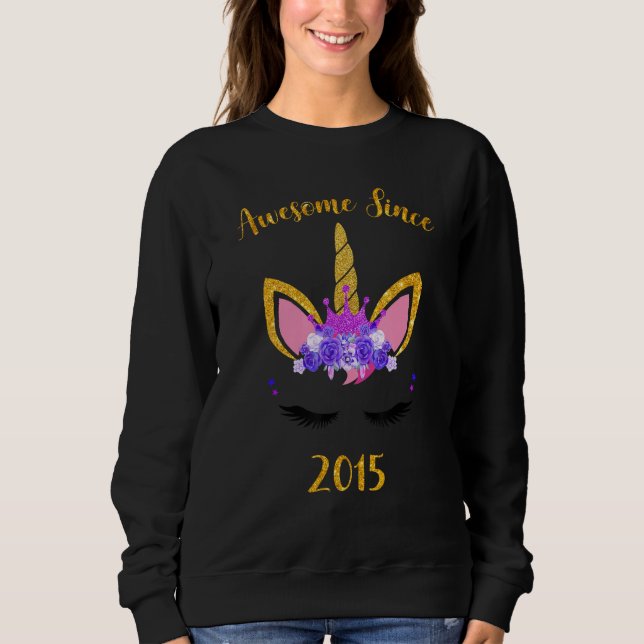 Sweatshirt Super depuis 2015 Unicorn Birthday Girl (Devant)