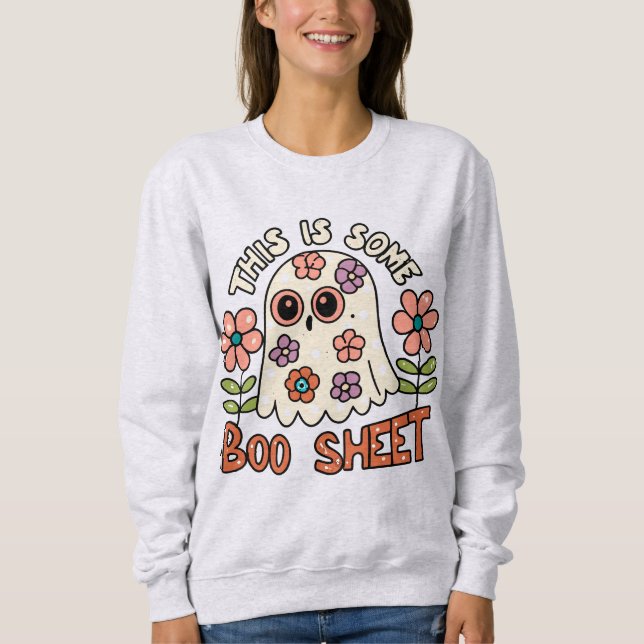 Sweatshirt Super Fantôme Floral Voici une feuille de livre (Devant)