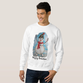 Sweatshirt Superbe bonhomme de neige aquarelle avec foulard e