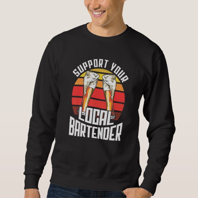 Sweatshirt Support de votre Bartender Barkeeper Bar Fun Alc (Devant)