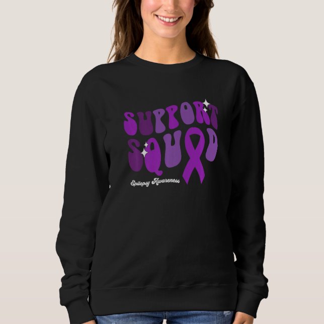 Sweatshirt Support Squad Epilepsy Awareness Purple Ribbon  2 (Devant)