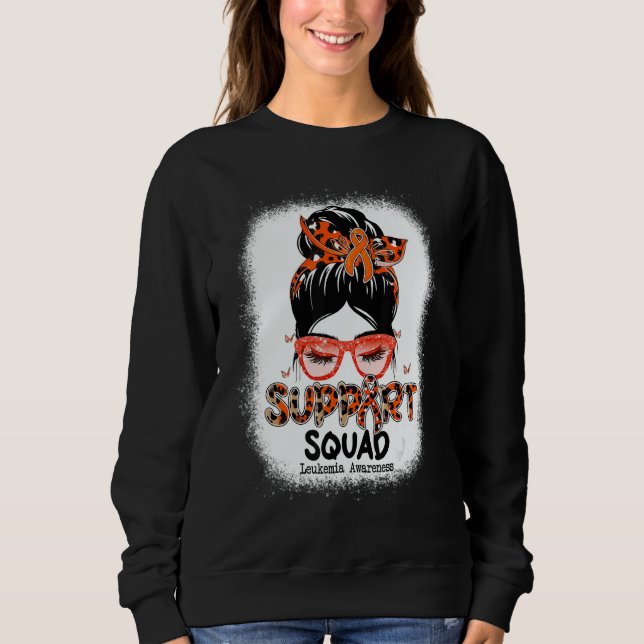Sweatshirt Support Squad Messy Bun Butterfly Orange Ribbon Le (Devant)