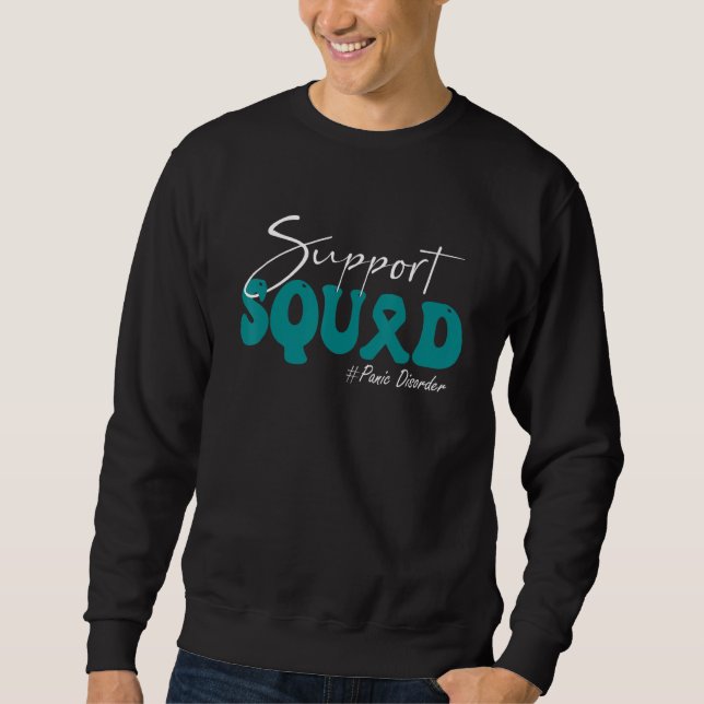 Sweatshirt Support Squad Panic Disorder Awareness Teal Ribbon (Devant)