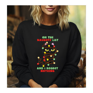 Sweatshirt Sur la liste coquine félins de Noël de chat lumièr