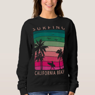 Sweatshirt Surf California Beach Coucher de soleil Palm Tree
