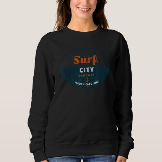 Sweatshirt Surf City  NC Summertime Vacationing Circled Waves
