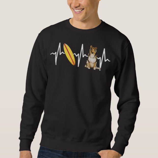 Sweatshirt Surf Collie Heartbeat Chien (Devant)