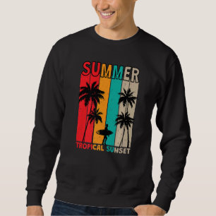 Sweatshirt Surf De Coucher De Soleil Tropical En Style Rétro