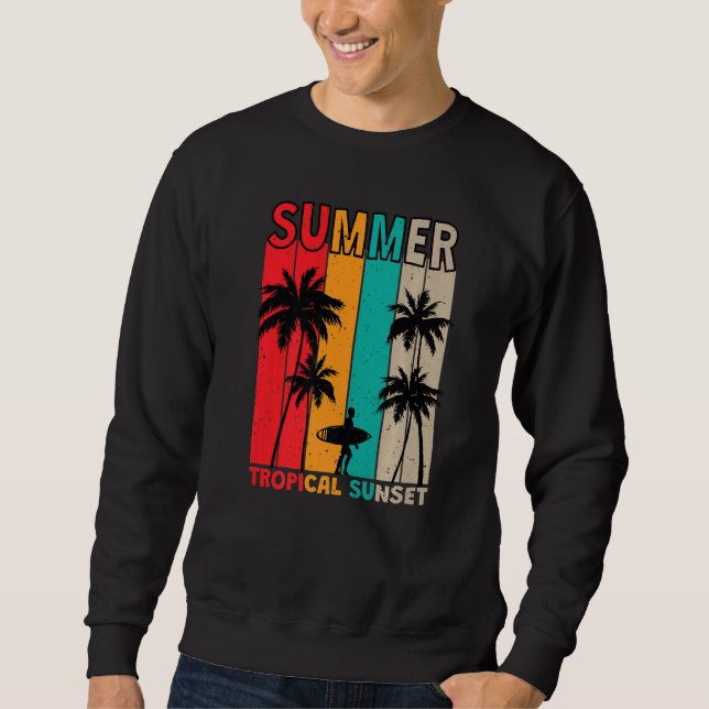 Sweatshirt Surf De Coucher De Soleil Tropical En Style Rétro  (Devant)