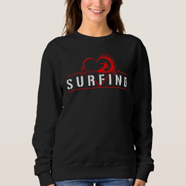 Sweatshirt Surf Surfer Surf Surf Heartbeat Waves Women M (Devant)