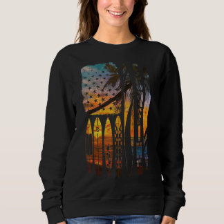 Sweatshirt Surf Vintage-américain Drapeau été surfer