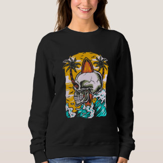 Sweatshirt Surfer Skeleton Waves  Surfboard Surfrider Taco Su