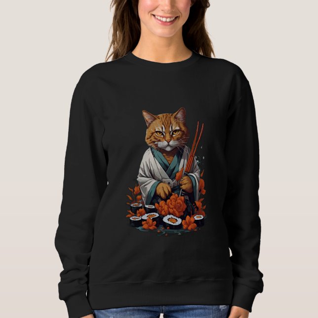 Sweatshirt Sushi Anime Cat Cats Kawaii Neko Sushi Lover (Devant)