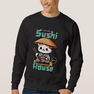 Sweatshirt Sushi Cat, Japanese Cute Kitty Anime Kawaii Cat Su