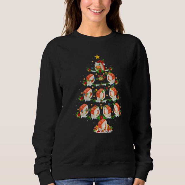 Sweatshirt Sushi Food  Xmas Lights Sushi Christmas Tree (Devant)