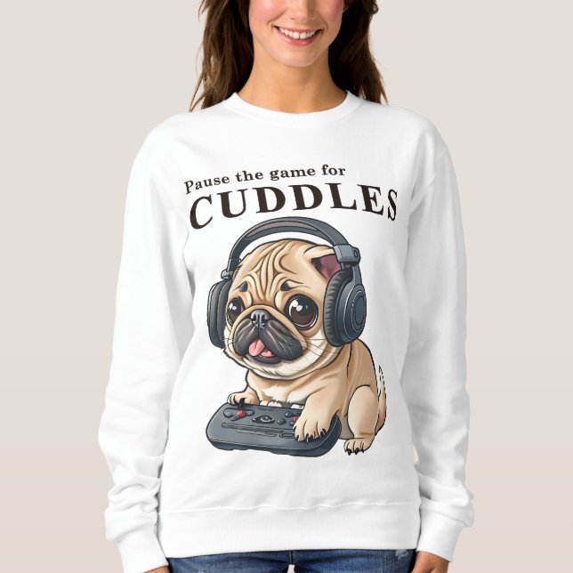 Sweatshirt Suspendre le jeu pour Cuddle - mignon joueur DOG F (Devant)