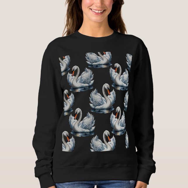 Sweatshirt Swan Birds Design Motif (Devant)
