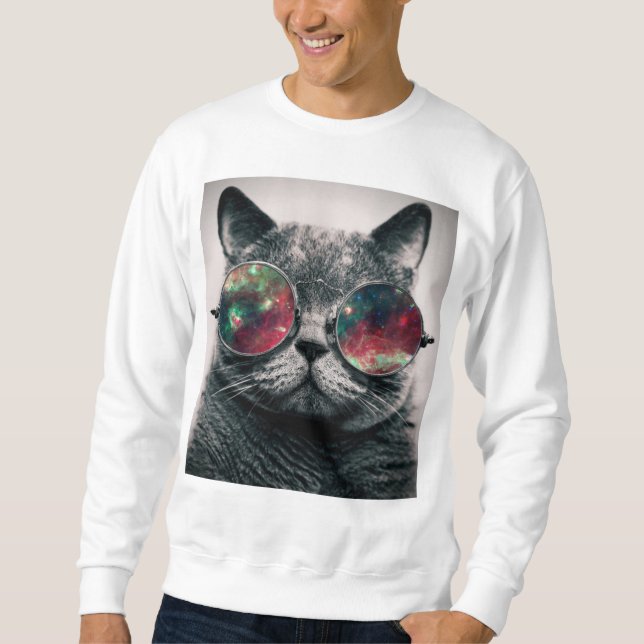 Sweatshirt swatshirt de port de lunettes de soleil de chat (Devant)