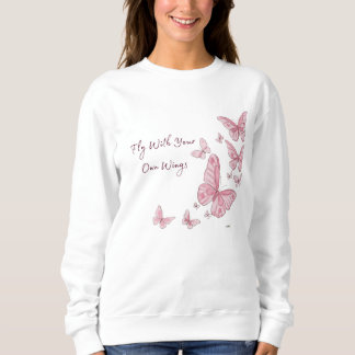 Sweatshirt Sweat-shirt à col rond Papillon Rose Esthétique