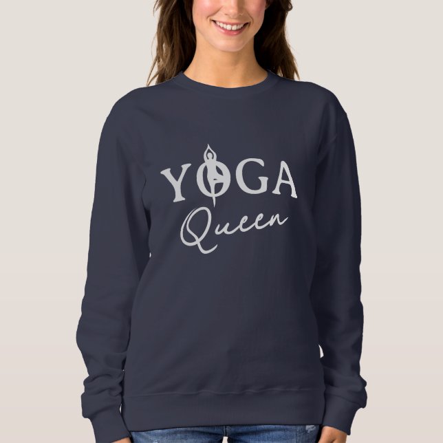 Sweatshirt Sweat-shirt bleu Yoga Queen avec silhouette de pos (Devant)