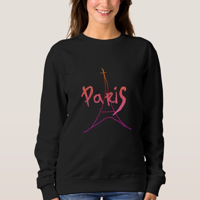 Sweatshirt Sweat-shirt élégant rose / violet de Paris (Devant)