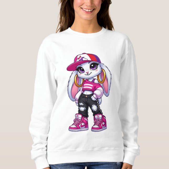 Sweatshirt Sweat-shirt Mignon de Style Rue Lapin 🐰💖✨ | Tend (Devant)