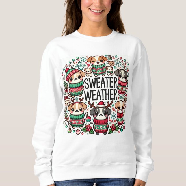 Sweatshirt "Sweater Weather Pups - Festive Holiday Dogs" (Devant)