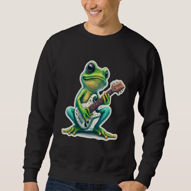 Sweatshirt Sweet Frog Amphibian Guitar Rock Guitar Player Abs (Devant)