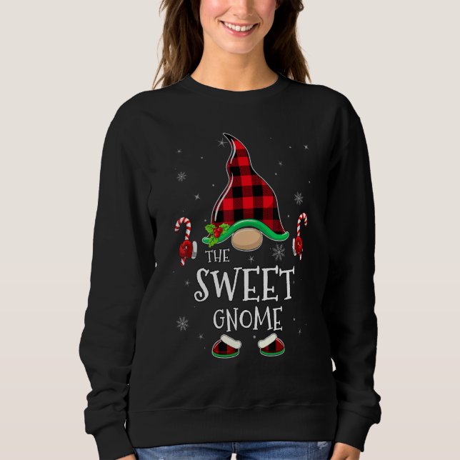 Sweatshirt Sweet Gnome Buffalo Plaid Matching Family Christma (Devant)