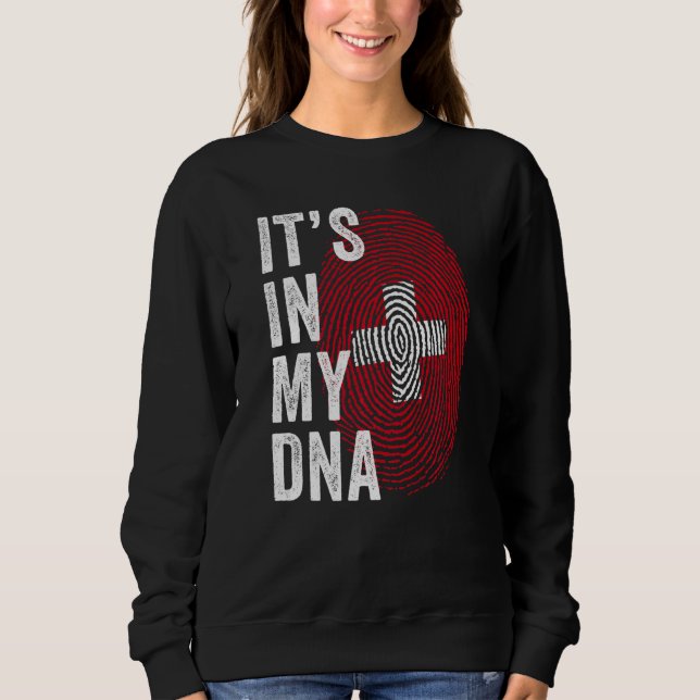 Sweatshirt Switzerland It's In My DNA Cute Swiss Fingerprint  (Devant)