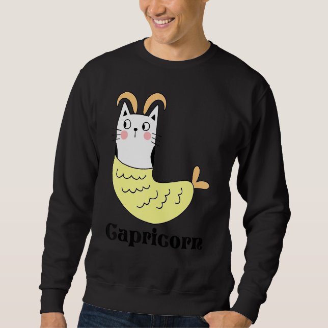 Sweatshirt Symbole Capricorne Zodiac Cute drôle Chat Kitty Ki (Devant)