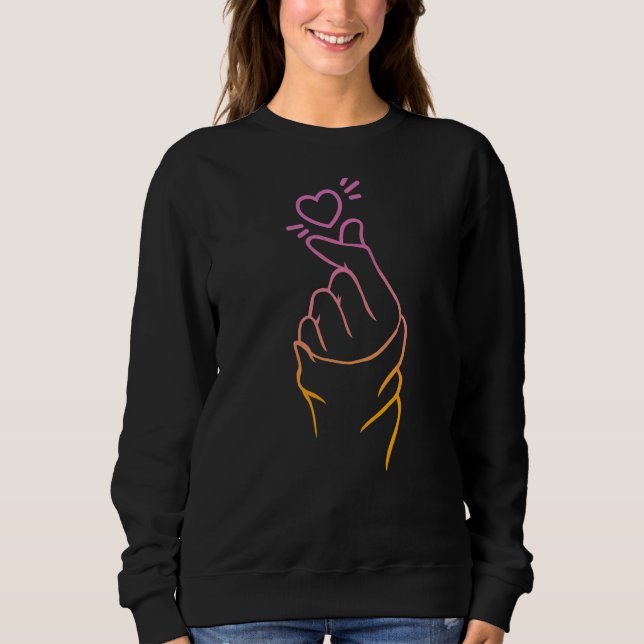 Sweatshirt Symbole coréen des doigts K Pop Heart (Devant)