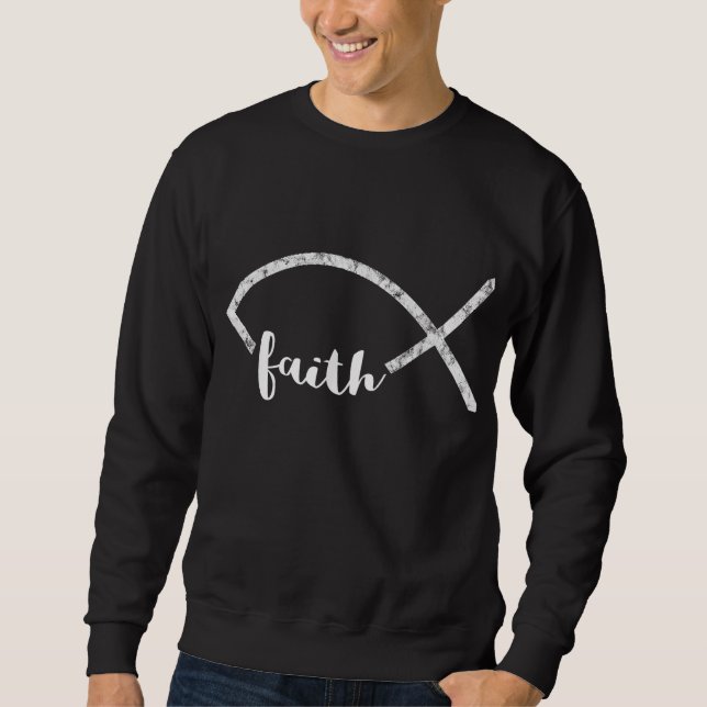 Sweatshirt Symbole de foi chrétienne Jésus Fish Ichthy Emblem (Devant)