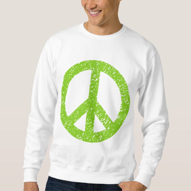 Sweatshirt Symbole de la paix griffonné - Vert martien (Devant)