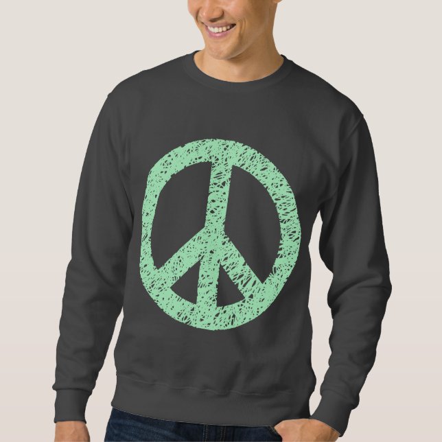 Sweatshirt Symbole de la Paix Scribblée - Vert Fantôme (Devant)